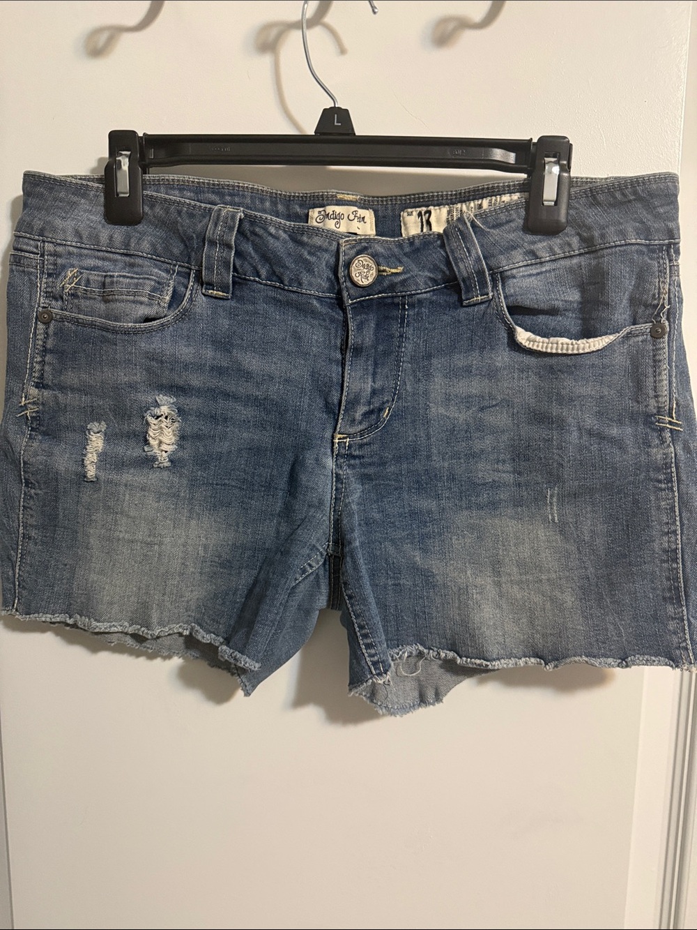 Indigo Rein Distressed Blue Denim Shorts